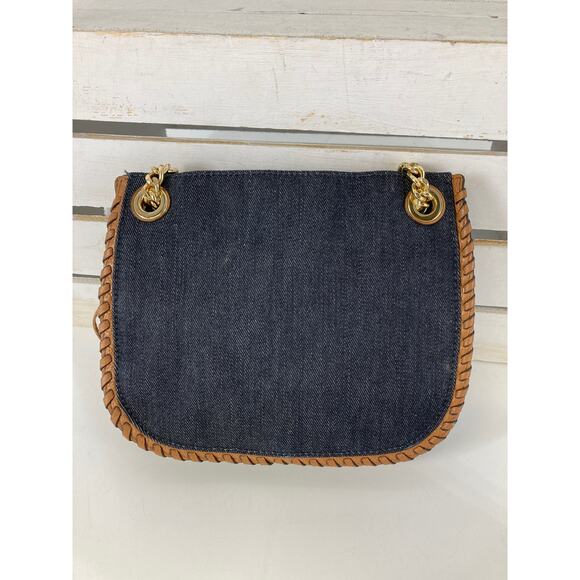 MICHAEL KORS SMALL DENIUM AND BROWN LEATHER SHOULDER BAG - Picture 3 of 10